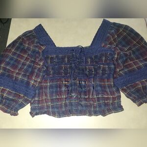 American Eagle Outfitters Blue Plaid Top